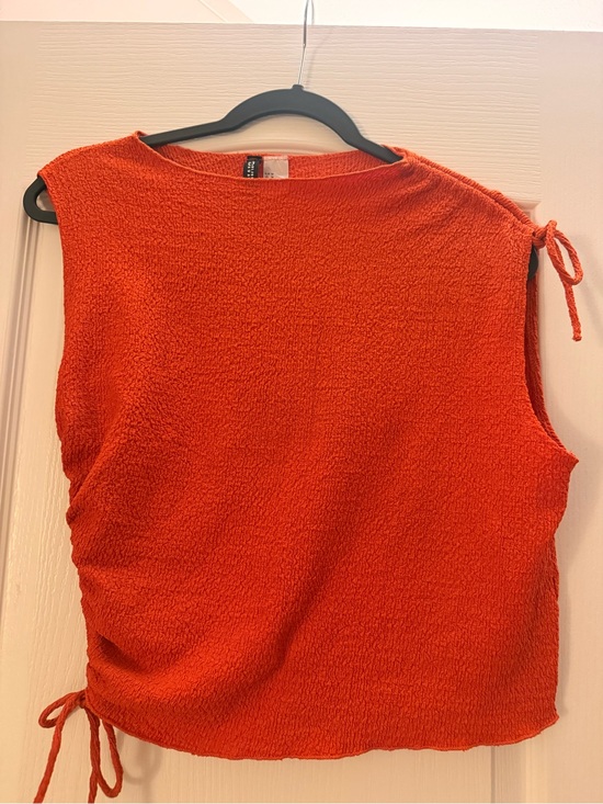 H&M Tops - H&M Orange Sleeveless Textured Tie-Detail Tank